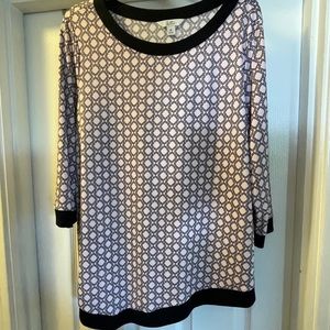 Pink and black knit blouse